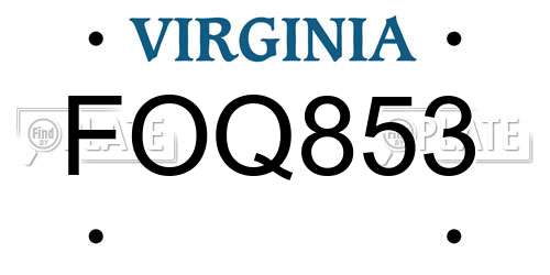 FOQ853 Virginia License Plate