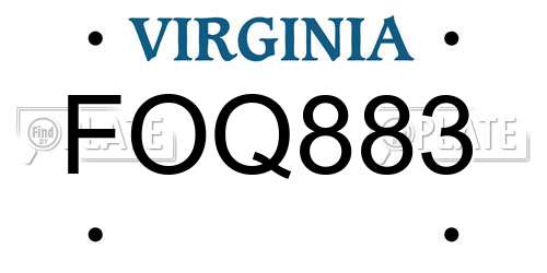 FOQ883 Virginia License Plate