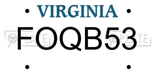 FOQB53 Virginia License Plate
