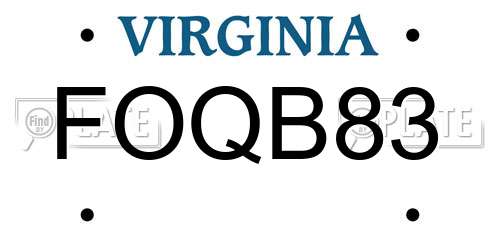 FOQB83 Virginia License Plate