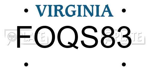 FOQS83 Virginia License Plate