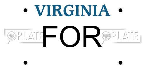 FOR Virginia License Plate