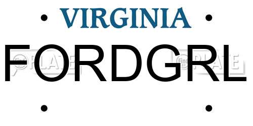 FORDGRL Virginia License Plate