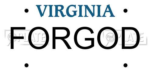 FORGOD Virginia License Plate