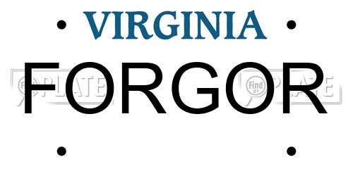 FORGOR Virginia License Plate