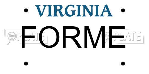 FORME Virginia License Plate