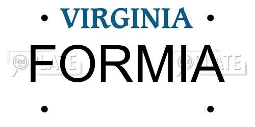 FORMIA Virginia License Plate