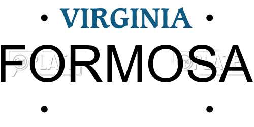 FORMOSA Virginia License Plate