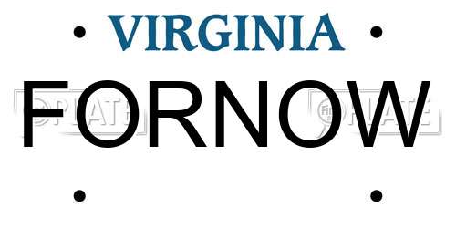 FORNOW Virginia License Plate