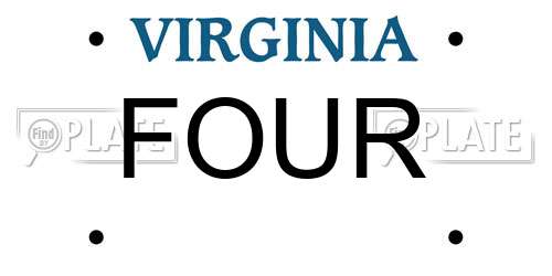 FOUR Virginia License Plate
