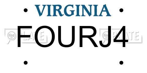 FOURJ4 Virginia License Plate