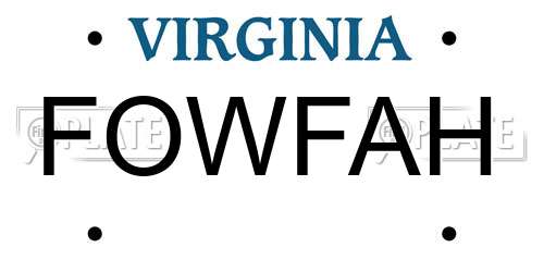 FOWFAH Virginia License Plate