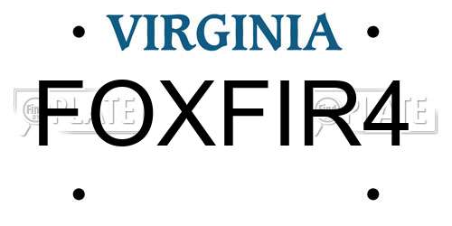 FOXFIR4 Virginia License Plate