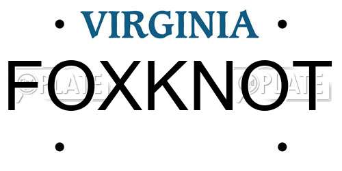 FOXKNOT Virginia License Plate