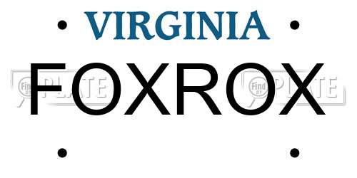 FOXROX Virginia License Plate