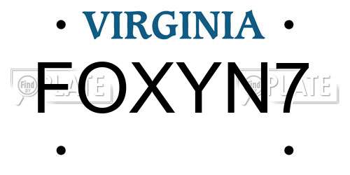 FOXYN7 Virginia License Plate