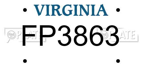 FP3863 Virginia License Plate