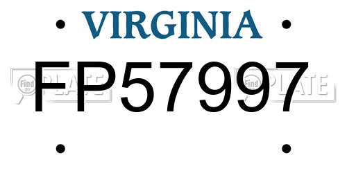 FP57997 Virginia License Plate