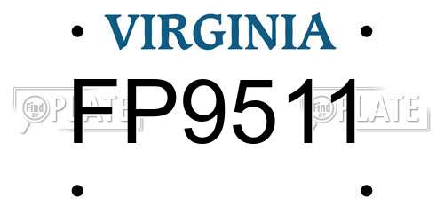 FP9511 Virginia License Plate