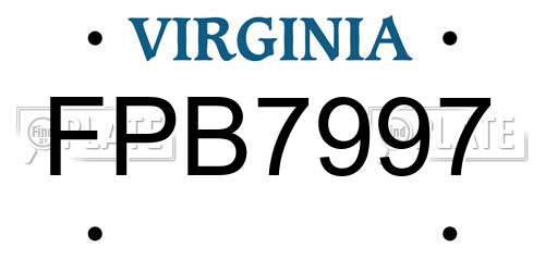 FPB7997 Virginia License Plate