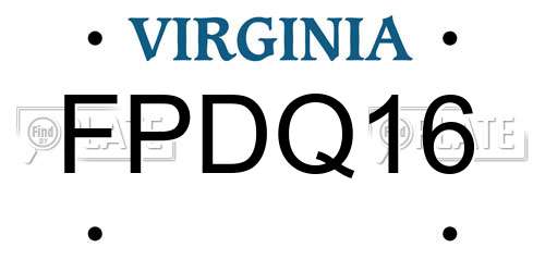 FPDQ16 Virginia License Plate