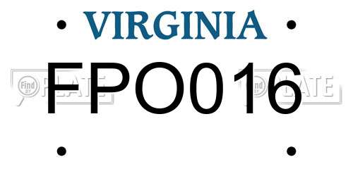 FPO016 Virginia License Plate
