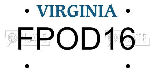 FPOD16 Virginia License Plate