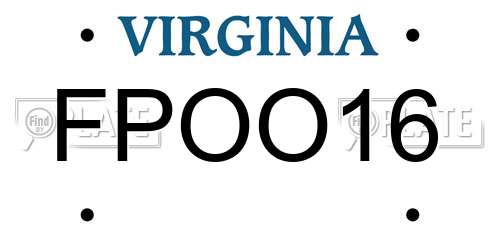 FPOO16 Virginia License Plate
