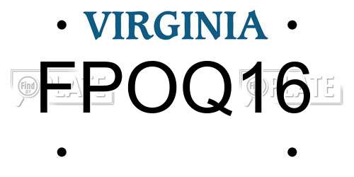 FPOQ16 Virginia License Plate