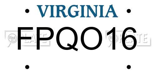FPQO16 Virginia License Plate