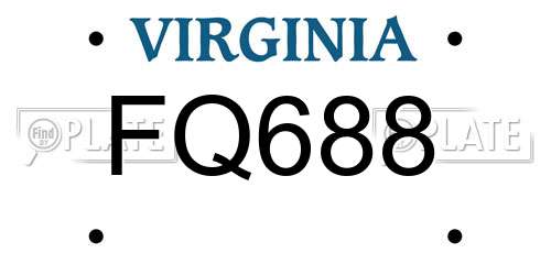 FQ688 Virginia License Plate