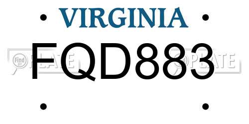 FQD883 Virginia License Plate