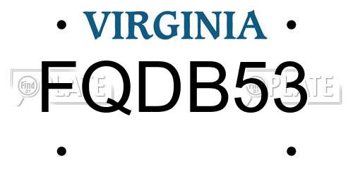 FQDB53 Virginia License Plate