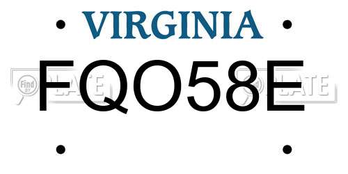 FQO58E Virginia License Plate