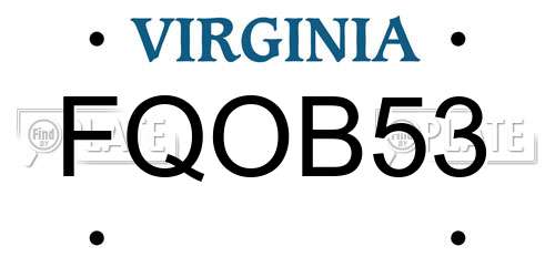 FQOB53 Virginia License Plate