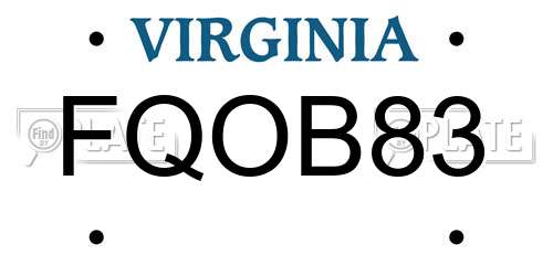 FQOB83 Virginia License Plate
