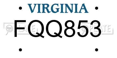 FQQ853 Virginia License Plate