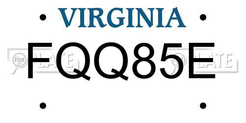 FQQ85E Virginia License Plate