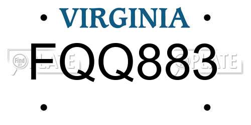 FQQ883 Virginia License Plate