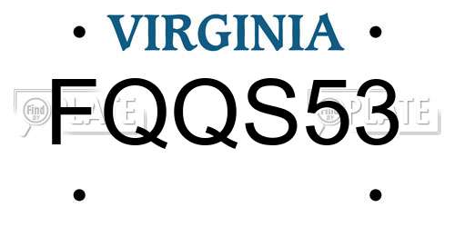 FQQS53 Virginia License Plate