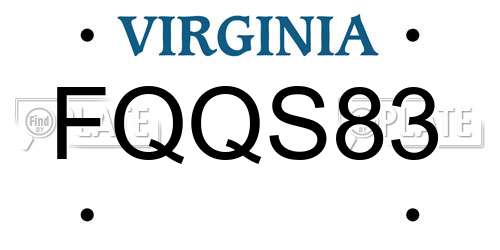 FQQS83 Virginia License Plate
