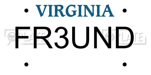 FR3UND Virginia License Plate