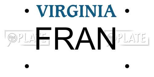 FRAN Virginia License Plate