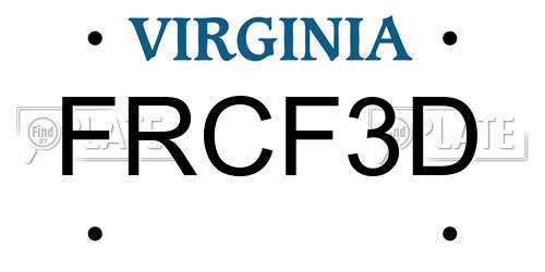FRCF3D Virginia License Plate