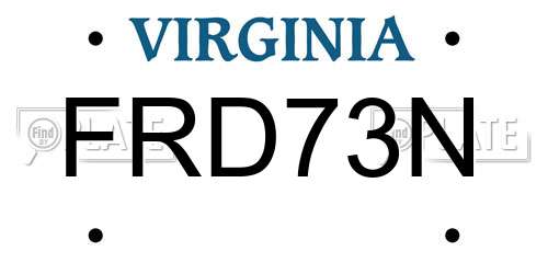 FRD73N Virginia License Plate