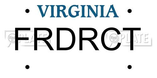 FRDRCT Virginia License Plate