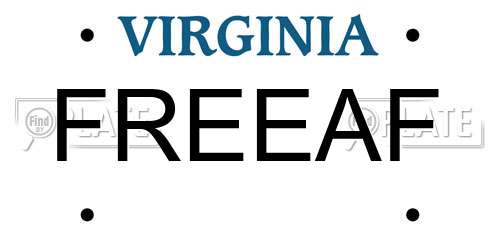 FREEAF Virginia License Plate