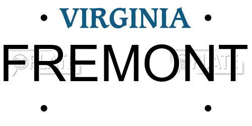 FREMONT Virginia License Plate