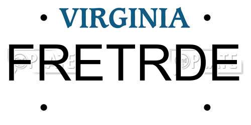 FRETRDE Virginia License Plate