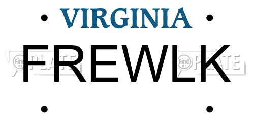 FREWLK Virginia License Plate